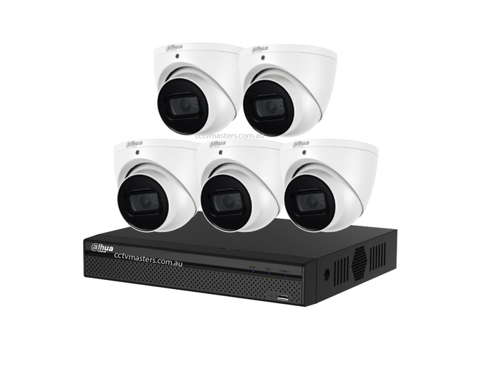 Dahua SMD AI Version 4.0 Camera Kit, 5 x 6MP Eyeball WizSense, 8CH 8MP Ultra 4K NVR