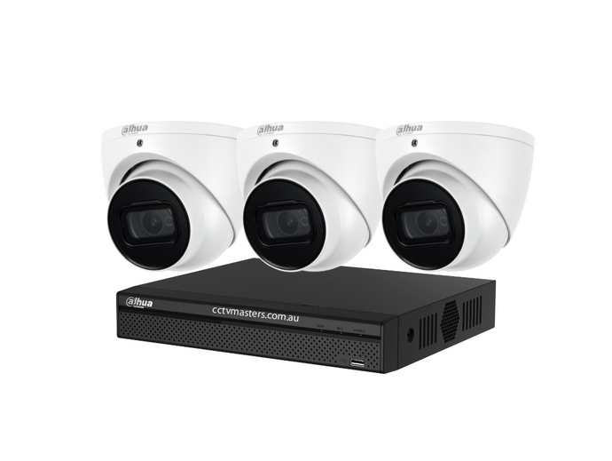 Dahua SMD AI Version 4.0 Camera Kit, 3 x 8MP Ultra 4K Eyeball WizSense Bundle 4CH NVR 8MP Ultra 4K