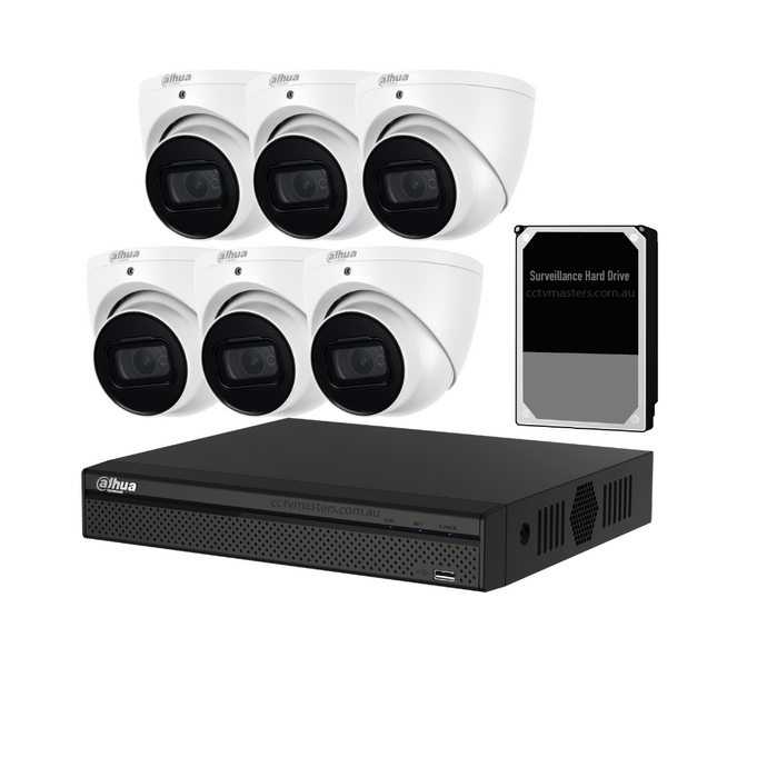 Dahua SMD AI Version 4.0 Camera Kit, 6 x 8MP Ultra 4K Eyeball WizSense Bundle 8CH AI NVR 8MP Ultra 4K