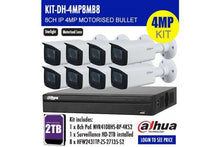 Load image into Gallery viewer, Dahua 8 x 4MP IP Motorized Bullet Bundle Kit with 8CH NVR + 2TB HDD - CCTVMasters.com.au
