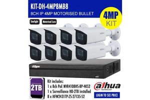 Dahua 8 x 4MP IP Motorized Bullet Bundle Kit with 8CH NVR + 2TB HDD - CCTVMasters.com.au